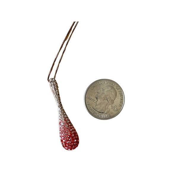 Vintage Sterling Silver 18k Gold Plate Pink Swarovski Crystal Pendant Necklace - Picture 5 of 10